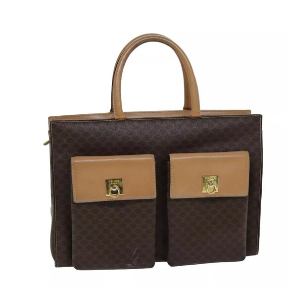 CELINE Macadam Canvas Tote Bag PVC Brown Auth 75236 - Picture 1 of 16